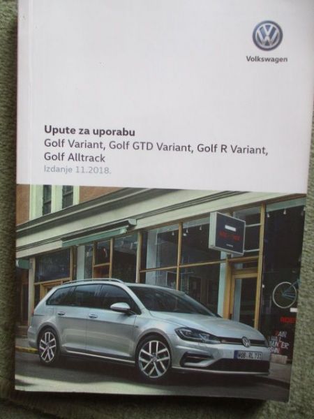 VW Golf VII Variant +GTDI +R +Alltrack Kroatisches Bordbuch November 2018