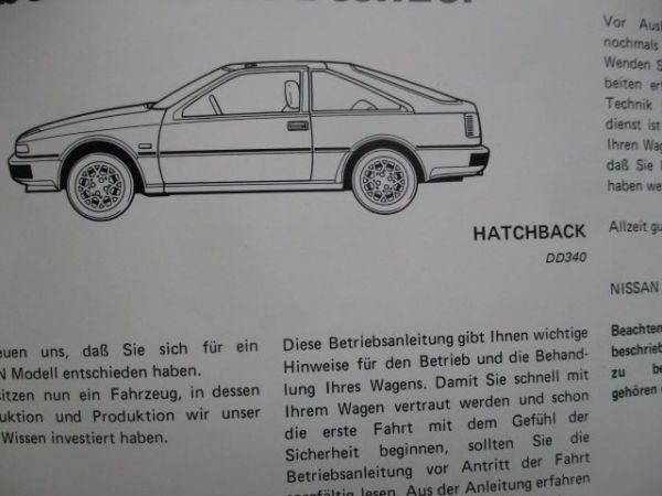 Nissan Silvia Betriebsanleitung und Kundendienstscheckheft Hatchback Deutsch Dezember 1985
