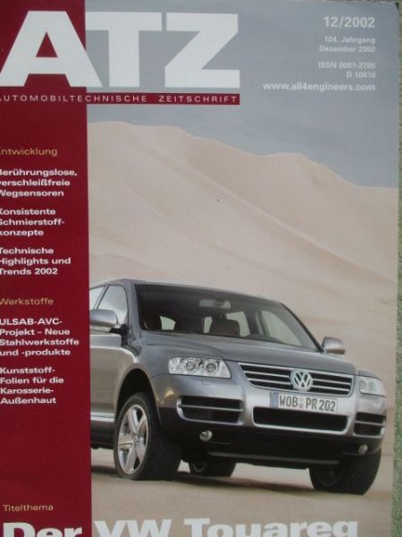 Automobil Technische Zeitschrift 12/2002 der VW Touareg,IAA Nutzfahrzeuge 2002 in Hannover