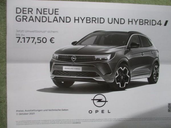 Opel Grandland Hybrid und Hybrid 4 Preisliste 7.Oktober 2021