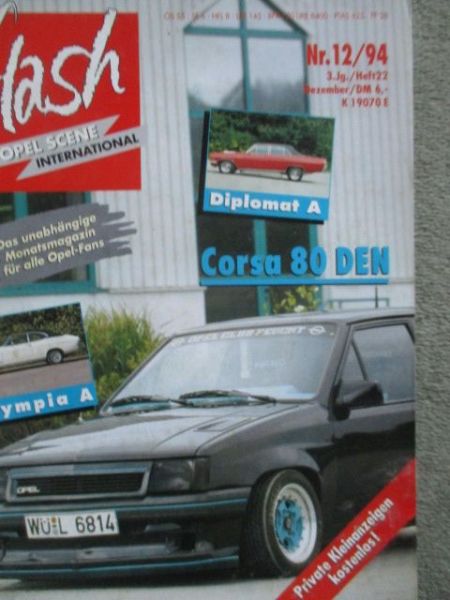 flash Opel Scene 12/1994 Corsa A,Olympia A,Diplomat A,Calibra Project,Manta,JW Motorsport Corsa B GSi