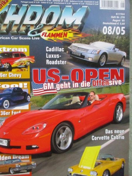 Chrom & Flammen 8/2005 neue Corvette Cabrio, Cadillac XLR,6er Chevy Corvair 95,86er Chevy S10