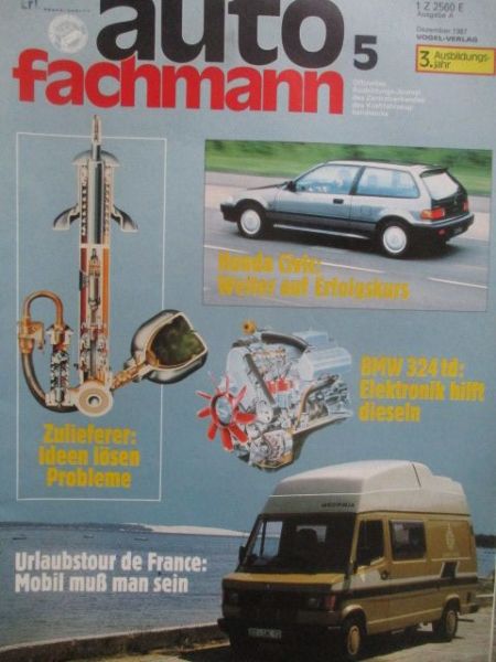 auto fachmann 12/1987 Honda Civic,BMW 324td E30,Mercedes Benz Westfalia James Cook