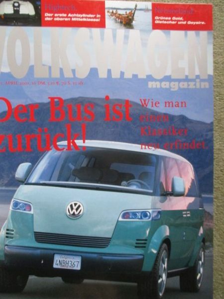 Volkswagen magazin 4/2001 W8 Motor,25 Jahre Golf GTi,Golf Variant,Microbus