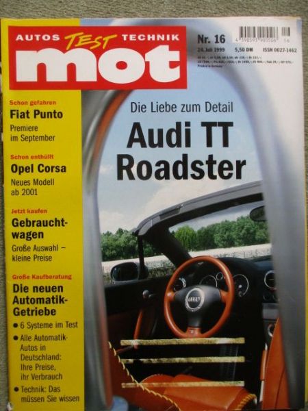 mot 16/1999 Audi TT Roadster,Fiat Punto 1.9JTD,Alfa 166 3.0 V6 24V vs. BMW 528i E39 vs. S-type 3.0V6 24V,