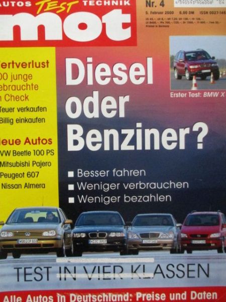 mot 4/2000 Mitsubishi Pajero,Diesel vs. Benziner Golf4 +320d E46 vs.Zafira A und E270CDI W211 E240