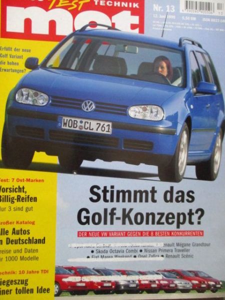 mot 13/1999 Rolls-Royce Silver Seraph,Golf4 Variant 2.0 Comfort vs. Focus Turnier Ghia und Astra Caravan Comfort und Mégane Grandtour RXE