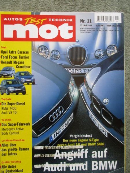 mot 11/1999 Honda S2000,Vergleichstest Audi A6 4.2 Quattro vs. BMW 540i A E39 vs. Jaguar S-Type V8,