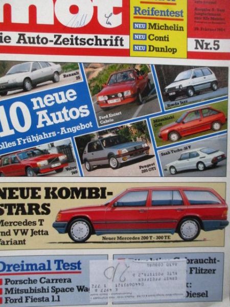 mot 5/1984 Porsche 911 Carrera, Mitsubishi Space Wagon,Ford Fiesta 1.1 Ghia,BMW 524td E28 Motor,
