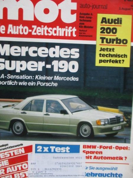 mot 16/1985 Fiat Ritmo Abarth 130TC,Opel Ascona C 1.8 SR/E,Dauertest Mitsubishi Cordia Turbo,Audi 200 Turbomotor Typ44
