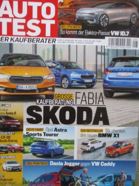Auto Test 8/2022 Kaufberatung Skoda Fabia, Opel Astra Sports Tourer,Nissan Juke Hybrid,Toyota Corolla,Civic e:HEV