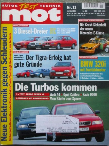 mot 11/1995 BMW 318tds E36 vs. 325td/s, Opel Tigra vs. Honda NSX und Mazda MX-3,A4 1.8T und 2.6, Calibra Turbo vs. V6