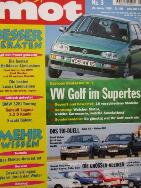 mot 3/1996 Opel Corsa B Eco3,VG: Fiesta 1.25 Ghia vs. Corsa B 1.4i Swing vs. Clio 1.4RT udn Polo 75 Servo (6N),
