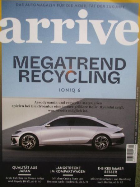 arrive 5/2022 Megatrend Recycling Hyundai Ioniq 6,Nissan Ariya,Toyota Bz4X,Cupra Born,Kia Niro EV,Ford Mustang Mach-e