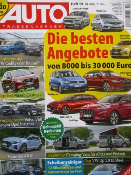 Auto Straßenverkehr 19/2021 Mercedes A220d,Hyundai i20 N,VW Up 1.0 Ecofuel,VG: Opel Insignia Sports Tourer 2.0 Turbo