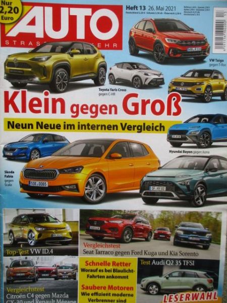 Auto Straßenverkehr 13/2021 Ford Kuga 2.5PHEV vs. Kia Sorento 1.6T-GDI PHEV und Tarraco 1.4e-hybrid,VW ID.4