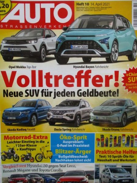 Auto Straßenverkehr 10/2021 Hyundai i30 1.5T-GDI vs. Mégane TCe 140 vs. Seat Leon 1.5eTSI und Corolla 2.0 Hybrid,