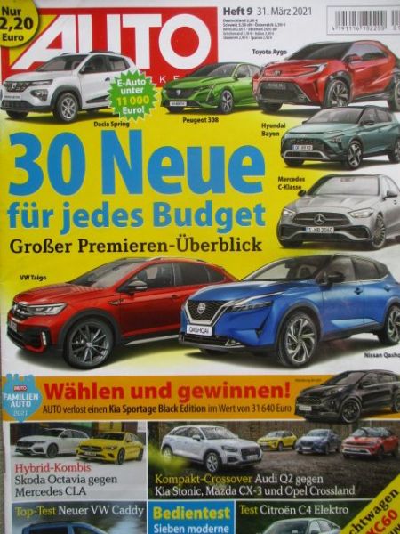 Auto Straßenverkehr 9/2021 Audi Q 30TFSi vs. Kia Stonic 1.0T-GDI vs. CX-3 G2.0 und Crossland 1.2DI T