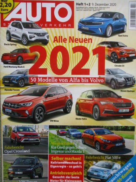 Auto Straßenverkehr 1+2/2021 VW Tiguan 1.5TSI, VG: Kia Ceed 1.4T-GDI vs. Mazda3 G 1.5 Ecoboost vs. A220d