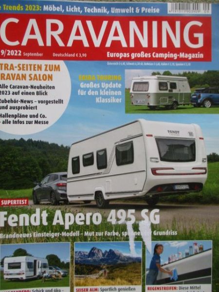caravaning 9/2022 Fendt Aepro 495SG,LMC Tandero 500E,Fendt Tendenza 550SG,Eriba Touring,Mazda CX-5,Volvo C40 Recharge