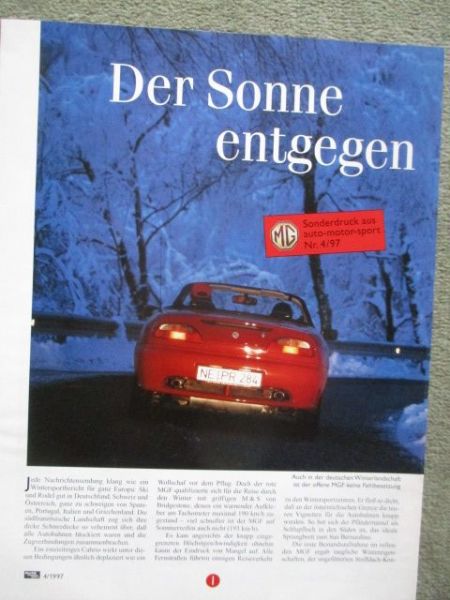 auto motor & sport 4/1997 Rover MGF Roadster Sonderdruck