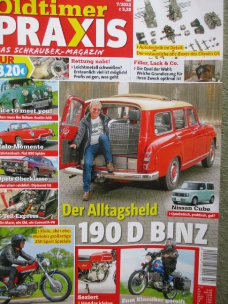 Oldtimer Praxis 7/2022 Austin A35, Fiat 850 Spider,Diplomat V8,Citroen XM,Nissan Cube,190D Binz Kombi