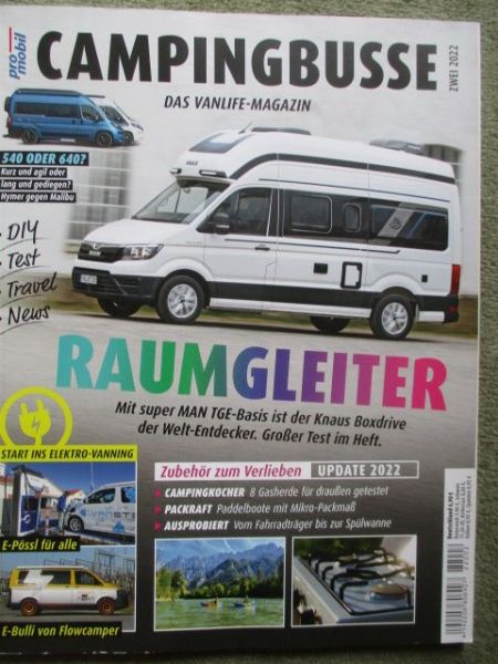 pro mobil Campingbusse Das Vanlife Magazin 2/2022 Mercedes EQV,Knaus Boxdrive 600XL,Ahon Van City,Globe-Traveller