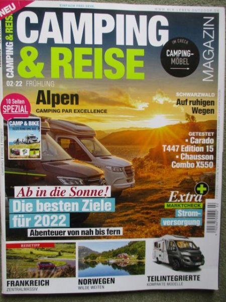 Camping & Reise 2/2022 Carado T447 Edition 15,Chausson Combo X550,