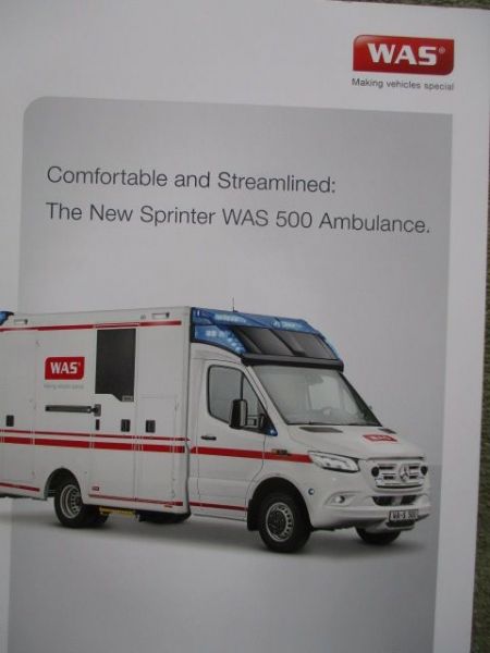 WAS 500RTW Typ C5T auf Mercedes Benz Sprinter Ambulance Brochure Englisch