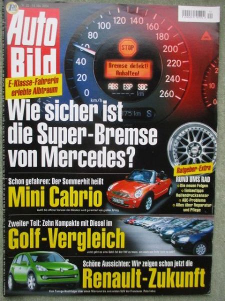 Auto Bild 20/2004 Mini Cabrio R52,Porsche 911 (997), Opel Zafira HydroGen3,Chrysler Crossfire,Xsara Picasso 1.6HDi Exclusive