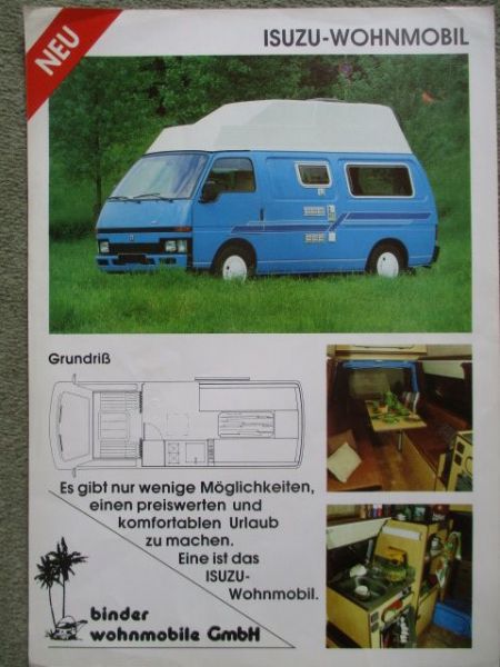 binder wohnmobile GmbH Isuzu Wohmobil Prospektblatt Rarität