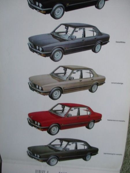 BMW 5er Reihe E28 Sind Sie farbbereit für BMW Farbliste +Preisliste +Innenausstattungen Übersicht 1981