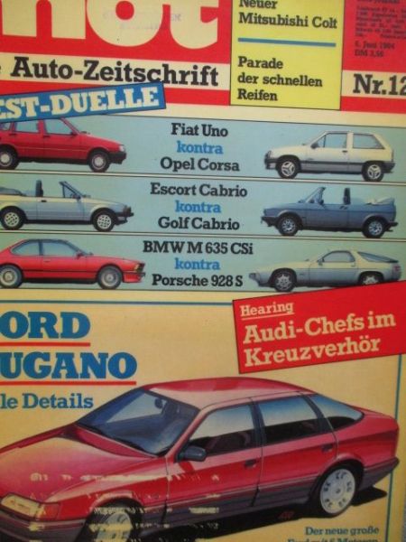 mot 12/1984 Fiat Uno vs. Opel Corsa A,Escort Cabrio vs. Golf I Cabrio,BMW M635CSI E24 vs. Porsche 928S
