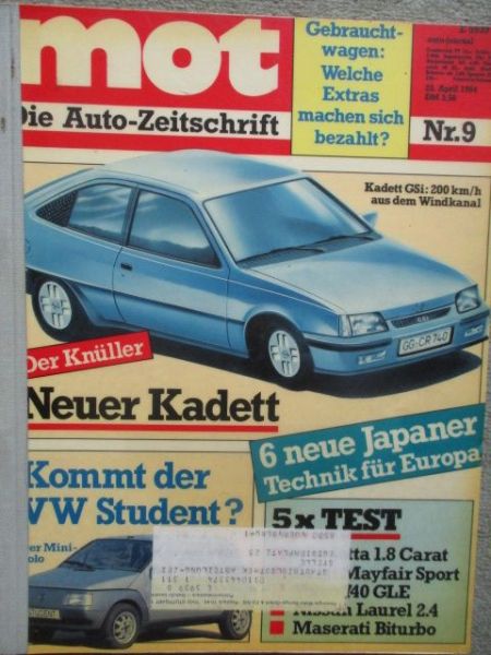 mot 9/1984 Volvo 740GLE,Nissan Laurel 2.4,VW Jetta 1.8 Carat,Mini Mayfair Sport,Fiat Uno Diesel,Maserati Biturbo