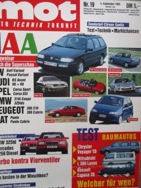 mot 19/1993 BMW 325td E36 vs. C250D diesel W202, Lancia Y10 Selectronic,Xantia 2.0i VSX,