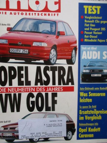 mot 16/1991 Mitsubishi Pajero TD,Audi S4 (C4),VG: Fiat Uno 1.4i.e vs. 205GT vs. Renault Clo 1.4RN,VW Passat Variant CL 1.9 kat diesel