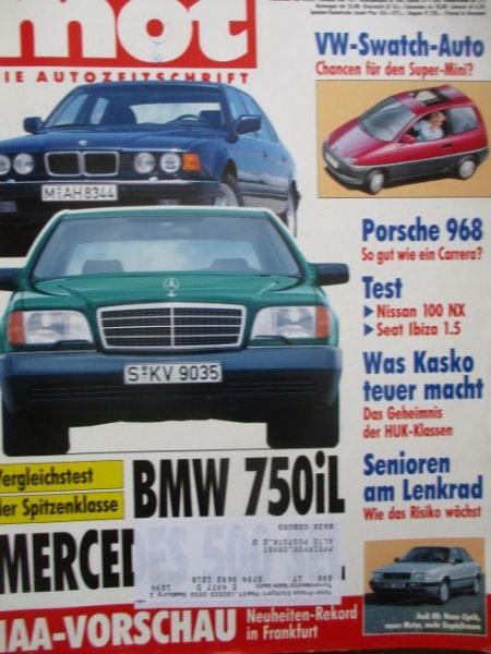 mot 17/1991 BMW 750i E32 vs. 500SEL W126,Nissan 100NX,Seat Ibiza 1.5i GLX,Fiat Tipo 1.6i.e. AGT,Rover 216 GSi