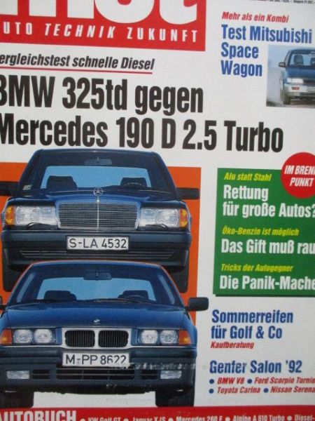 mot 6/1992 BMW 325td E36 vs. Mercedes Benz 190D 2.5Turbo W201,Mitsubishi Space Wagon,