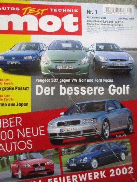 mot 1/2002 Peugeot 307 HDI 110FAP vs. Focus Futura 1.8TDCi vs. Golf4 TDI,Superb 2.8 Elegance,Daewoo Rezzo 2.0CDX,