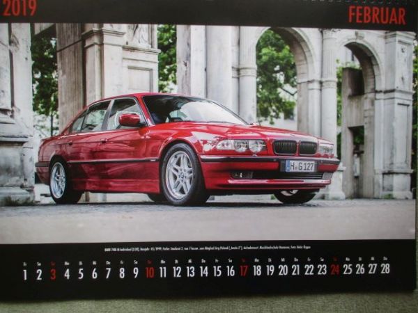 BMW 7er Forum Kalender 2019 30X42cm Format 730d E65+740i M Individual E38+730 E23+750i E32+740d F01+730Ld G12