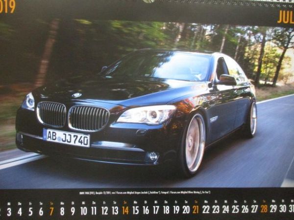BMW 7er Forum Kalender 2019 30X42cm Format 730d E65+740i M Individual E38+730 E23+750i E32+740d F01+730Ld G12