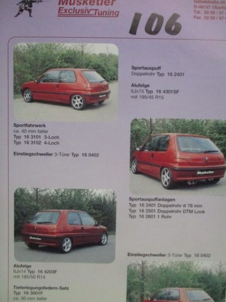 Musketier Exclusiv Tuning Peugeot 106 Prospektblatt