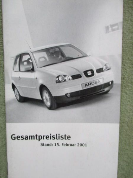 Seat Preisliste 15.Februar 2001