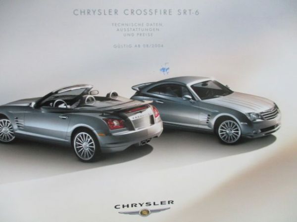 Chrysler Crossfire SRT-6 Preisliste August 2004