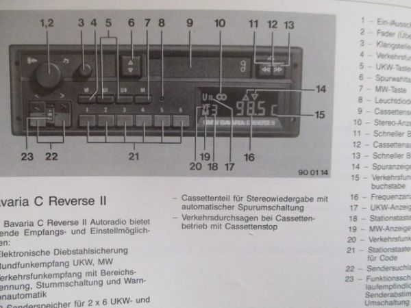 BMW Autoradio Bavaria C Reverse II 1989