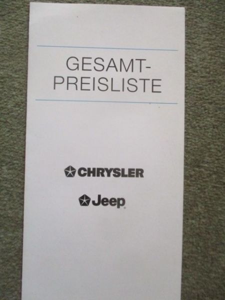 Chrysler +Jeep Preisliste 9/1995