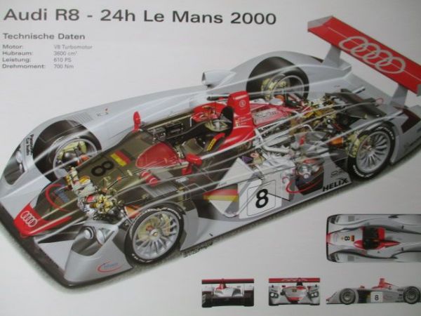 Audi R8 24h Le Mans 2000 Poster Jahrgang 2000 30x40cm Format