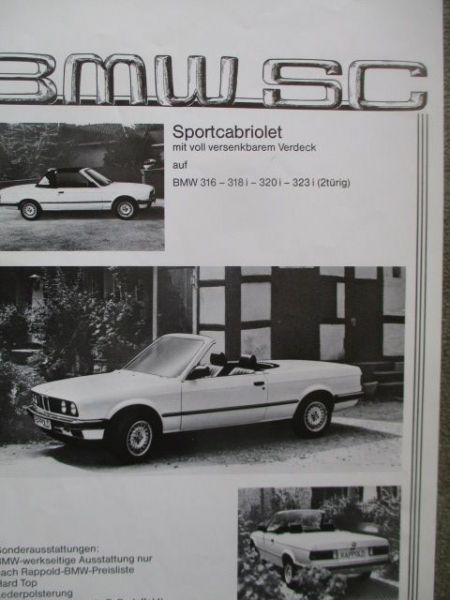 Rappold BMW 316 318i 320i 323i E30 Sportcabriolet