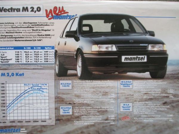 mantzel Opel Vectra Aerdynamik Conversion M2.0 Kat +Preise Prospektblatt