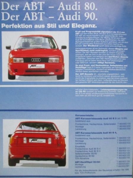 Abt Audi 80 +Audi 90 Prospektblatt+Passat B3 Typ35i